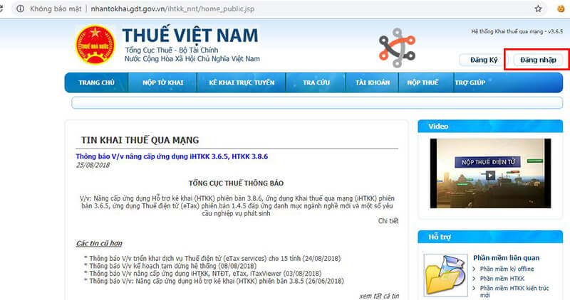 Đăng nhập trang Thuế Việt Nam
