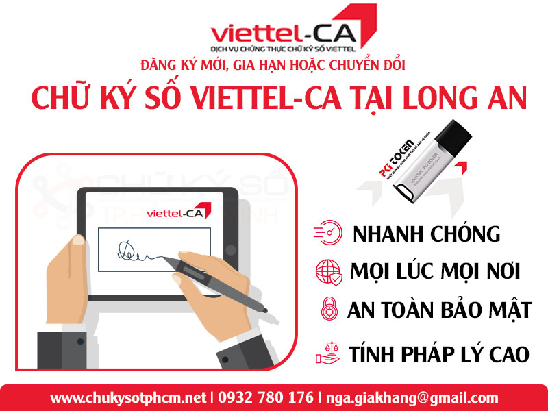 Dịch vụ chữ ký số Viettel-Ca tại Long An